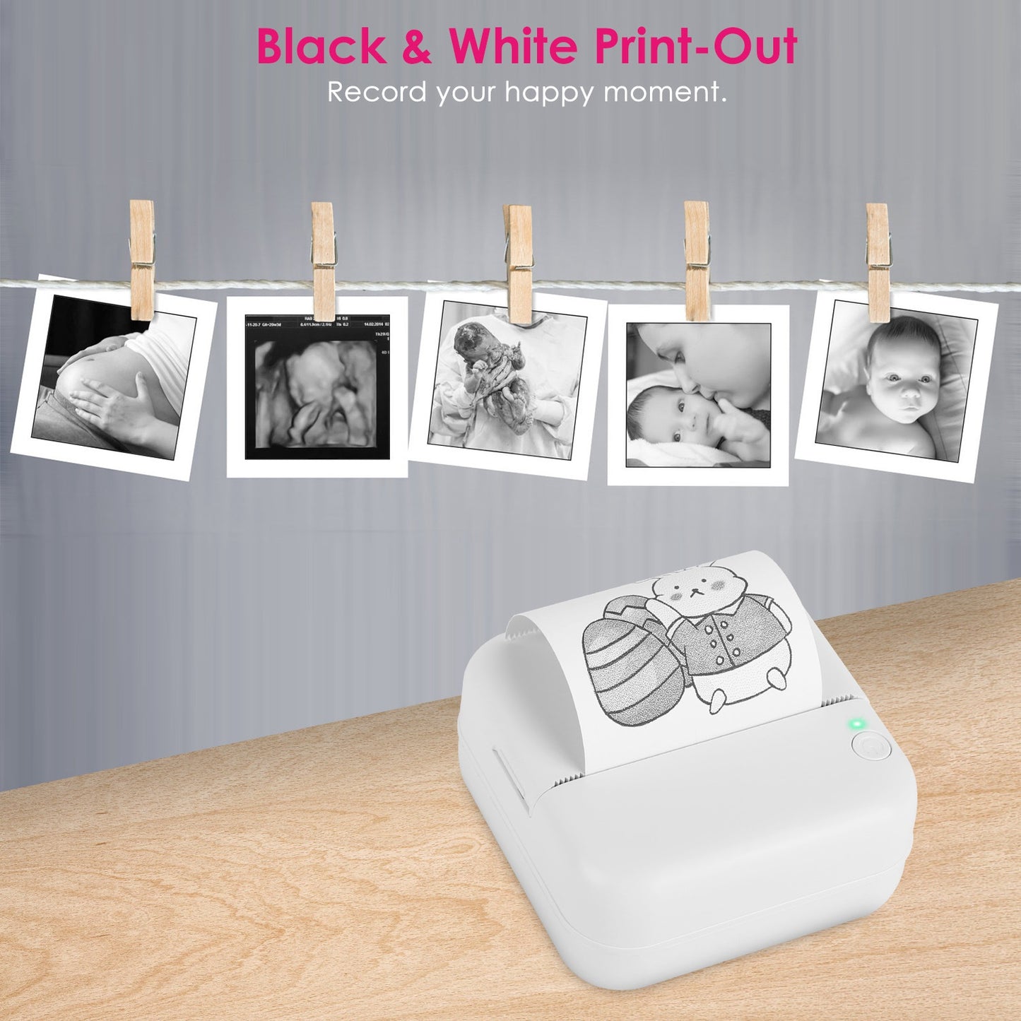 Mini Printer - Printer Paper 'Options' -- Pocket Wireless Thermal Printer Portable Mini Sticker Maker Machine Rechargeable Inkless Photo Printer For Printing Label Journal Study Notes Memo Photos
