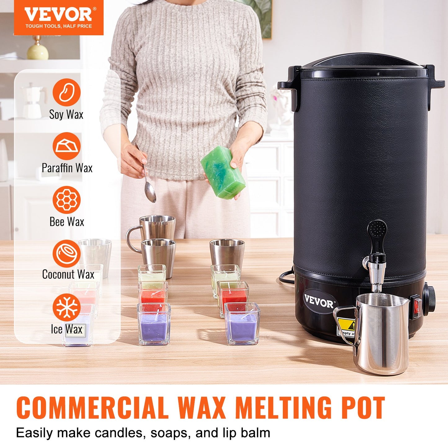 10 L Wax Melter For Candle Making, Extra Large Electric Wax Melting Pot, With Easy Pour Spout And 9-level Temp Control, Easy Clean For Candle Soap Cream Beauty Bulk Production Business Or Home