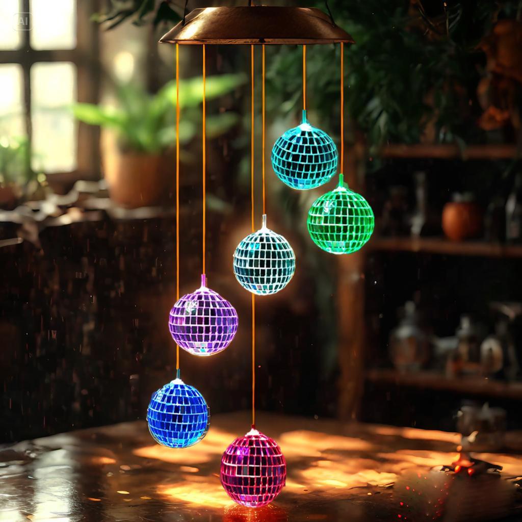 1pcs Color Changing Solar Wind Chime LED Hanging Light For Garden Terrace Yard Decoration