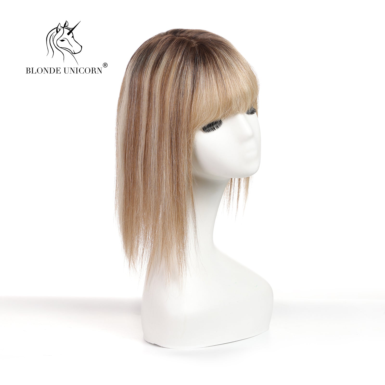 Blonde  Ombre Light Brown Hand Made Real Human Hair Toppers For Women