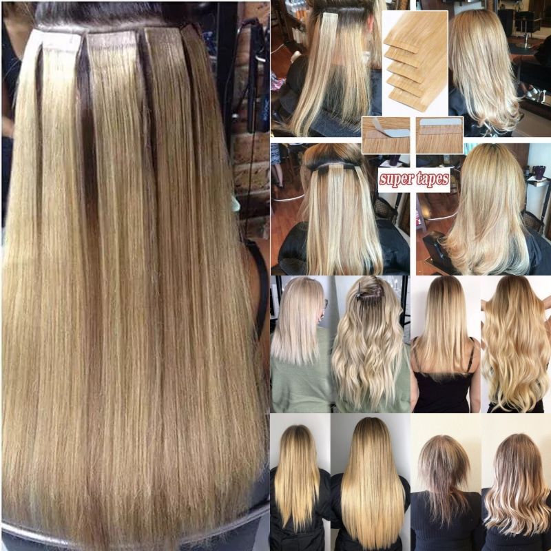 Double Pull Full Virgin Real 50g Hair Extension Long With Weft Invisible Skin Weft 20 Thick Seamless Human Hair