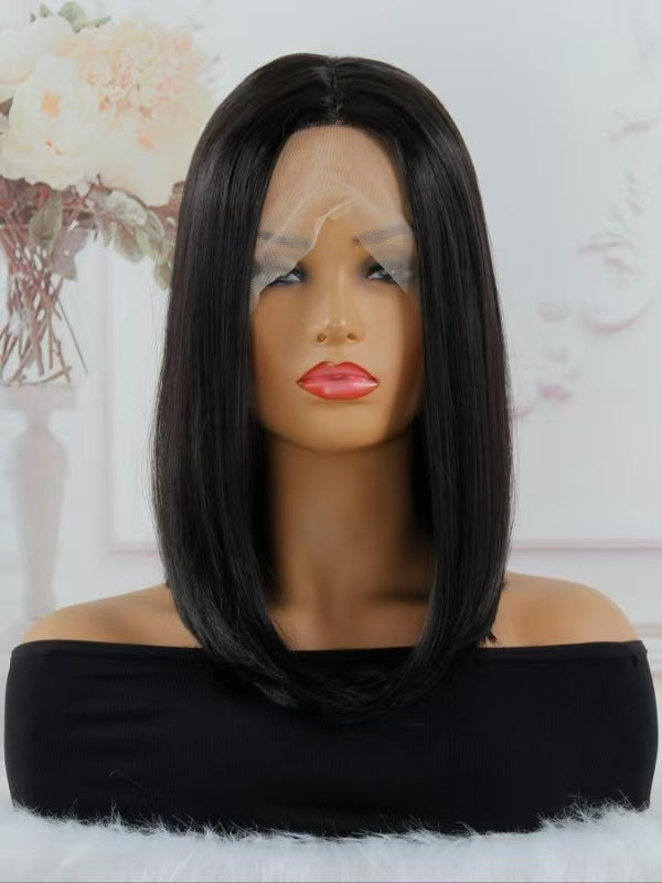 13x4x1 Lace Synthetic Non-toxic Wig, Wave Head Straight Hair, 14-inch Non-adhesive Lace Front Piece, Suitable For The Whole Scene.