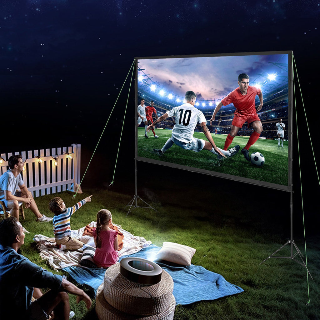 Projector Screen With Stand, 120 Inch 16:9 4K 1080 HD Outdoor Movie Screen With Stand, Wrinkle-Free Projection Screen With Tripods And Carry Bag, For Home Theater Cinema Backyard Movie Night