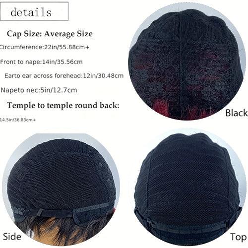 Short And Straight, Elf, Human Hair Non-toxic Wig, Burgundy, Short And Elf Haircut, Ladies Wig, Applicable To The Whole Scene.