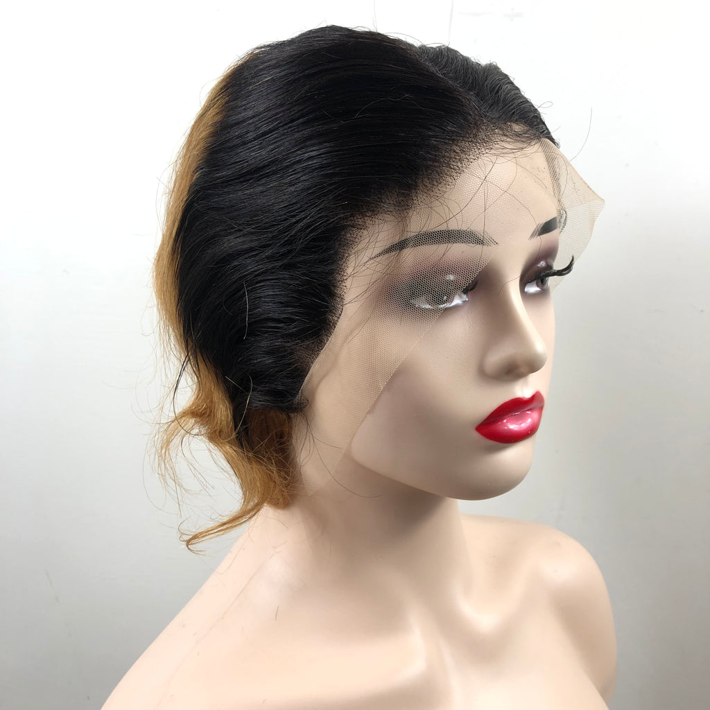 Wave Head Non-toxic Wig, Short Straight Hair, Human Hair Without Glue, 13x4 HD Lace, Front Hair, Front Brown Wave Head Wig.