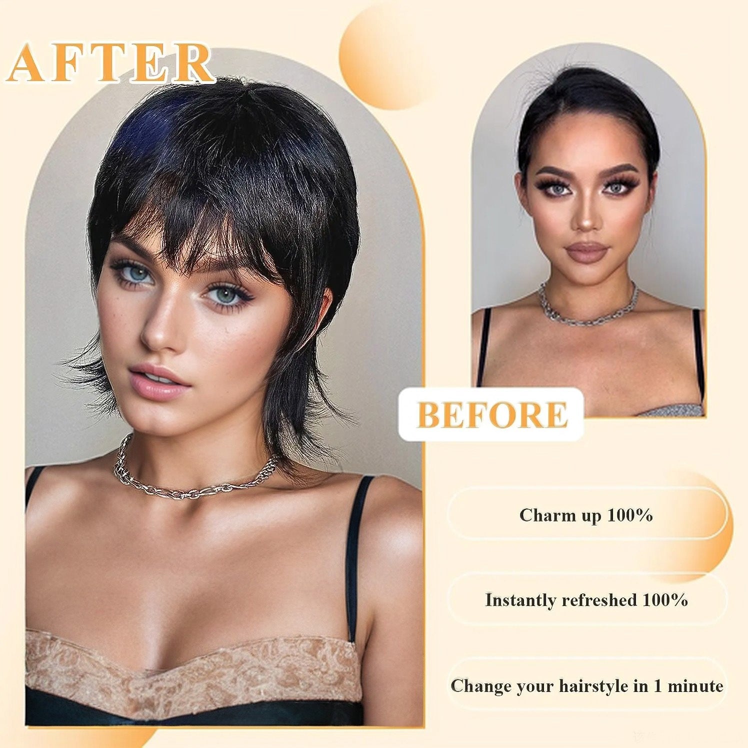 14-Inch Mullet Wig With A Fluffy Layered Pixie Cut Made From Synthetic Short Straight Hair, Crafted From High-Temperature Chemical Fiber, Perfect For Everyday Wear, Parties, And Various Festivals.