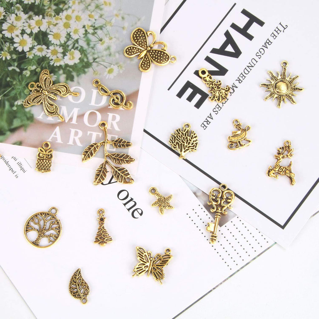 200Pcs Gold Charms Bulk Antique Gold Charms For Jewelry Making Charm Bracelet Necklace Earrings DIY Craft Making-Selling On Amazon Is Prohibited