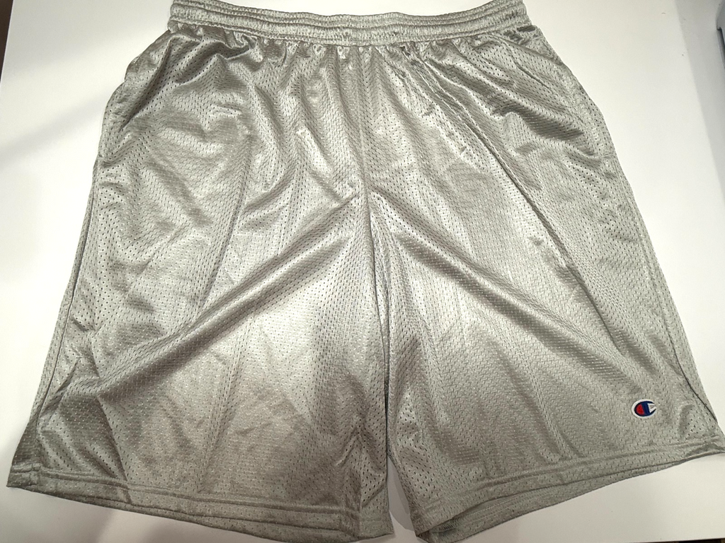Men's New Champion Athletic Gray GYM  Active wear Mesh Shorts With Pockets Large