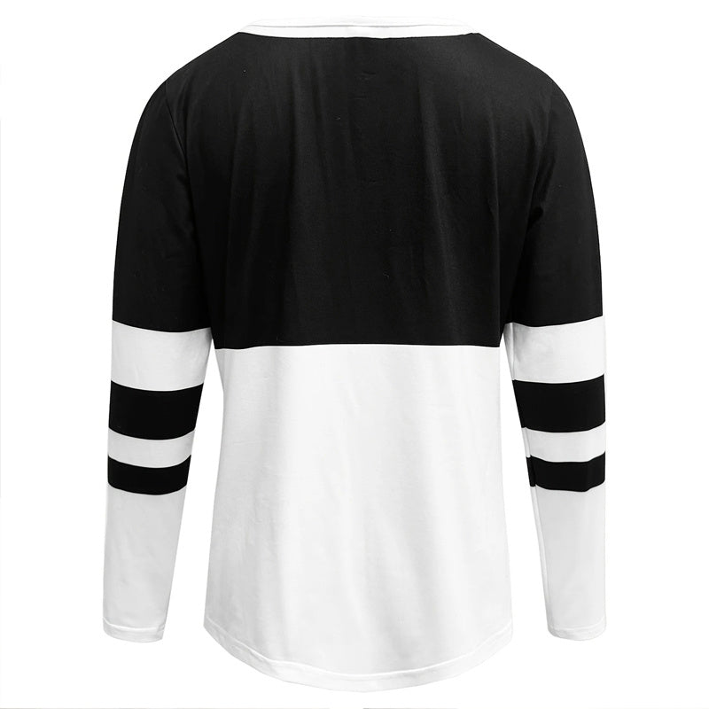 Women's Zip-Up Round Neck Long Sleeve Sweatshirt With Color Block Stripes - Casual Pullover Top For Spring&Fall