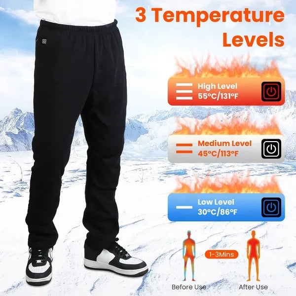 Winter Heated Pants For Men Women With 12 Heating Zones 5V USB Powered Heating Trouser With 3 Heating Levels Machine Washable For Outdoor Winter Activities Unisex