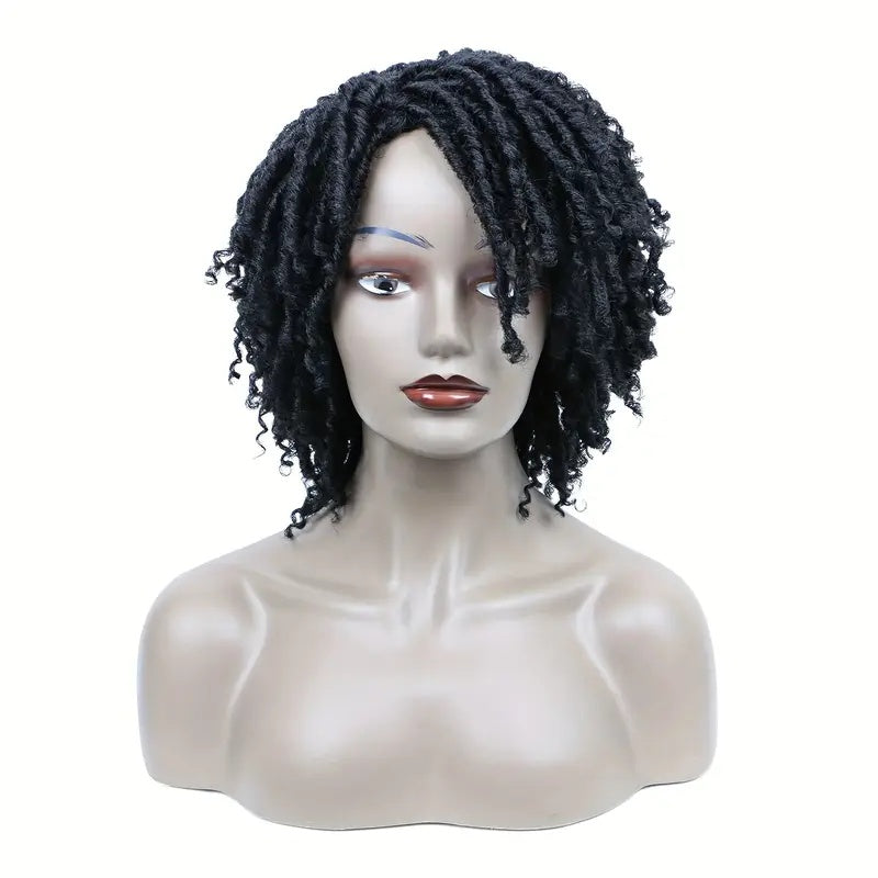 Short Hair Braided Non-toxic Wig African Curly Wig Synthetic Wig African Hair Braided Hook Braided Wig Dirty Braid Headgear