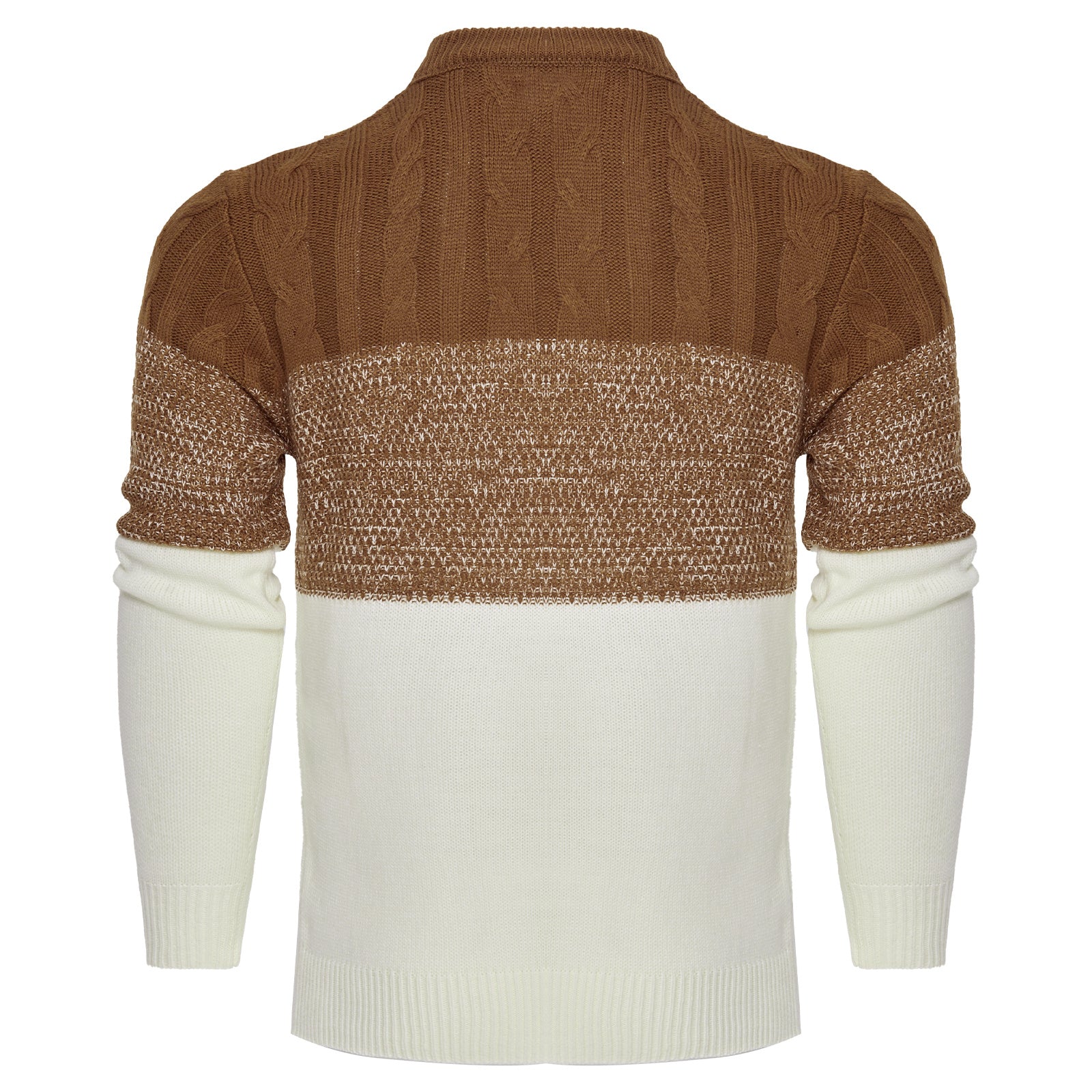 Men's Casual Color Block Long Sleeve Cable Knit Pullover Sweater