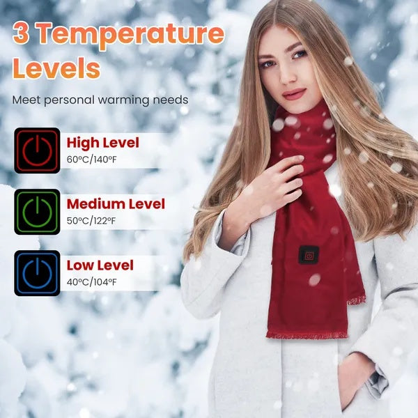 Electric Heated Winter Scarf USB Heating Neck Wrap Unisex Heated Neck Shawl Soft Warm Scarves With 3 Heating Modes For Outdoor Cycling Skiing Skating Winter Activities