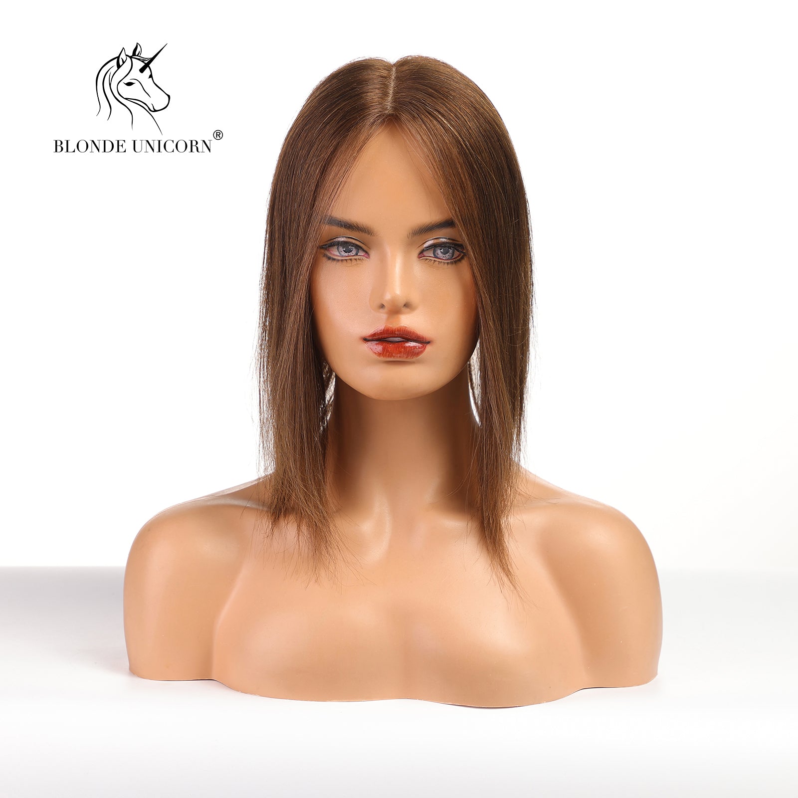 Blonde Chestnut Brown Hand Made Real Human Hair Toppers For Women