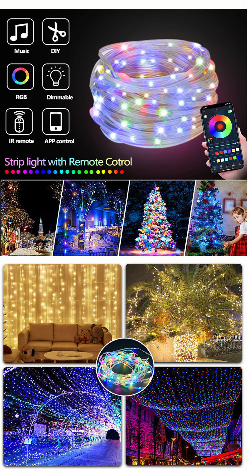 LED Rope Lights Outdoor, RGB Remote Control Fairy String Lights Plug In With 200 LEDs, Super Durabl