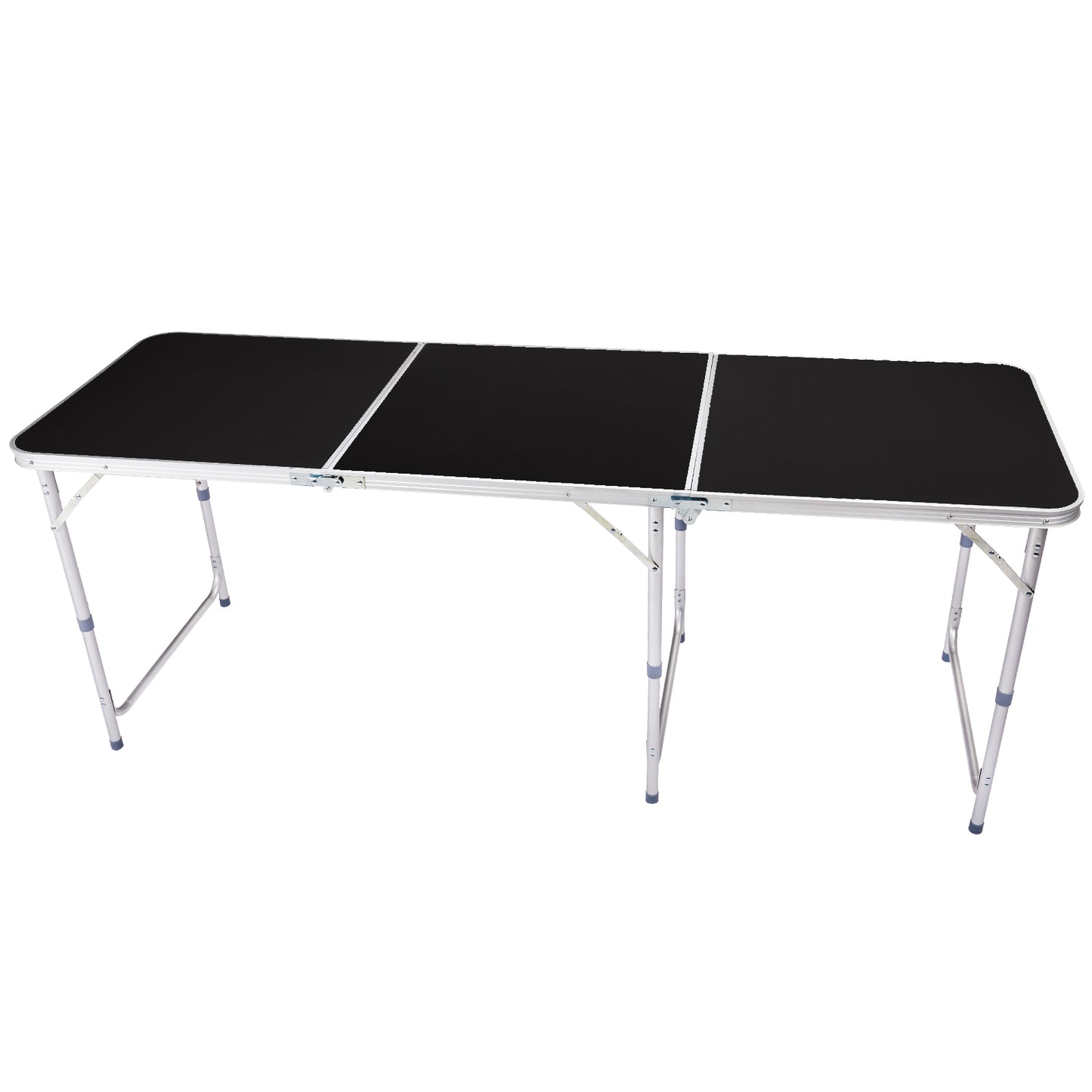 6ft Black Outdoor Folding Table Aluminum Alloy Rectangular 50kg Tri-fold Tabletop