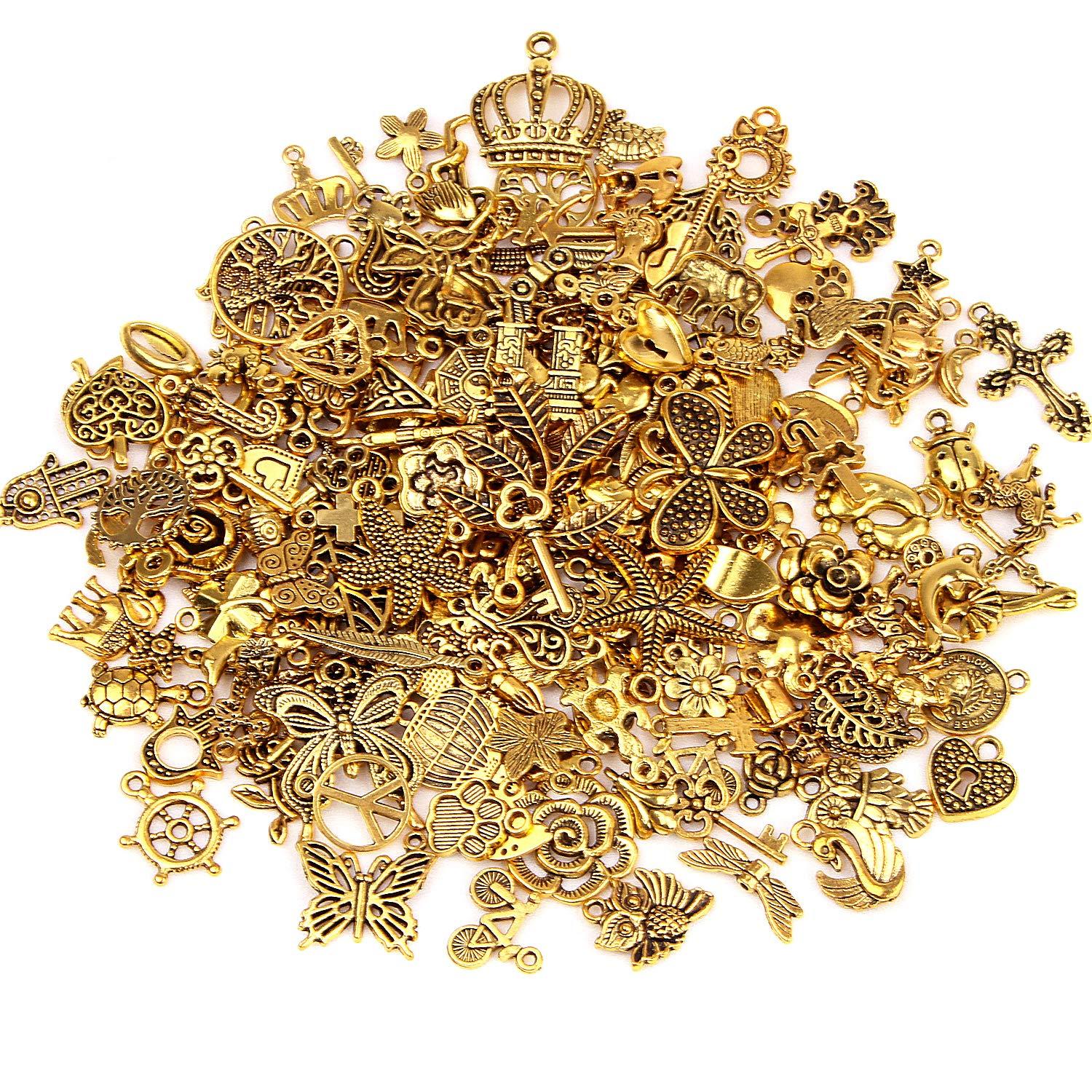 200Pcs Gold Charms Bulk Antique Gold Charms For Jewelry Making Charm Bracelet Necklace Earrings DIY Craft Making-Selling On Amazon Is Prohibited