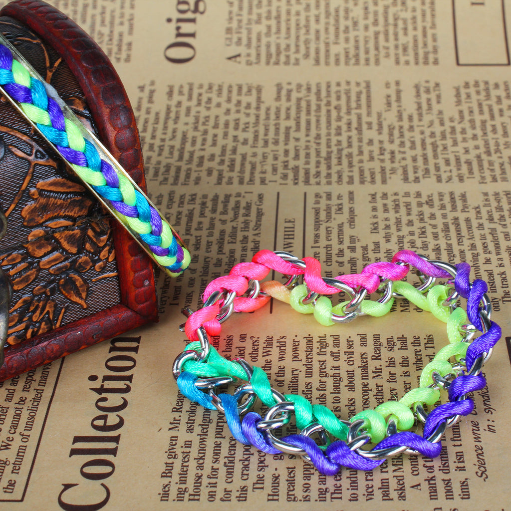 4-Piece Colorful Woven Burnished Gold Bracelet Set