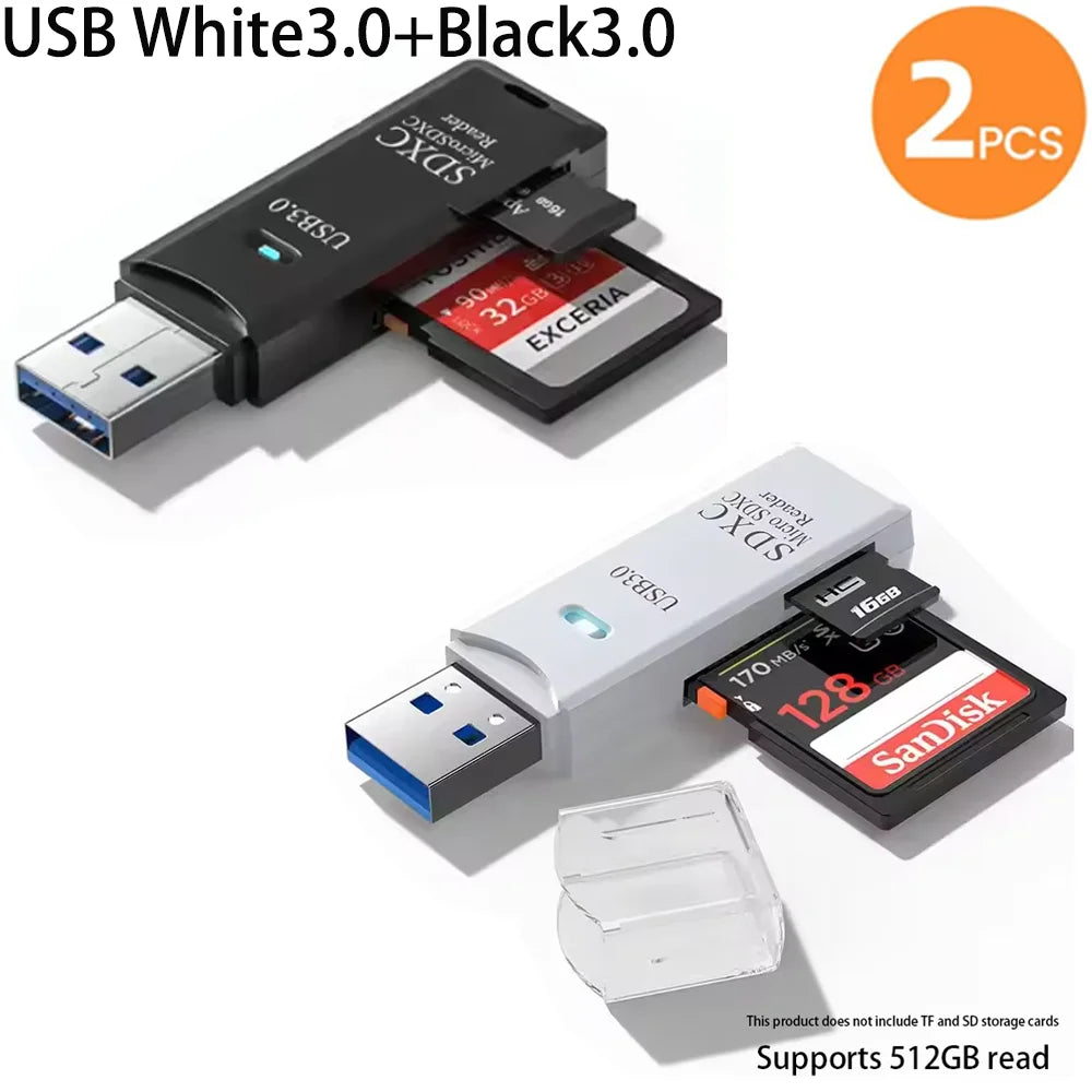 2 in 1 USB 3.0 Card Reader Micro TF sd card Reader usb adapter High Speed Cardreader TF Memory card For PC Laptop Accessories