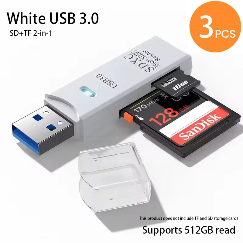 2 in 1 USB 3.0 Card Reader Micro TF sd card Reader usb adapter High Speed Cardreader TF Memory card For PC Laptop Accessories