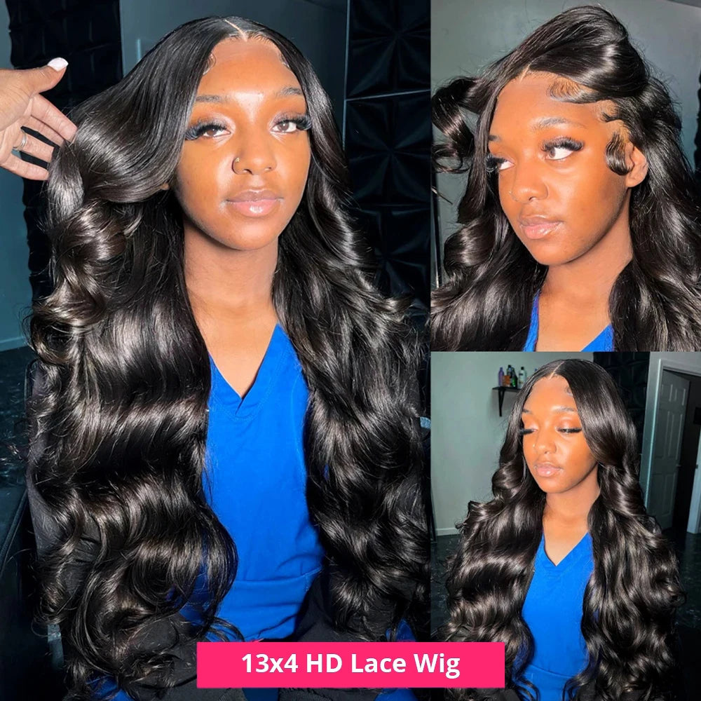 250 Density Body Wave Lace Front Wig 13x4 13x6 40 Inch 5x5 Lace Closure Wig Gluless Transparent Human Hair Lace Frontal Wig Sale
