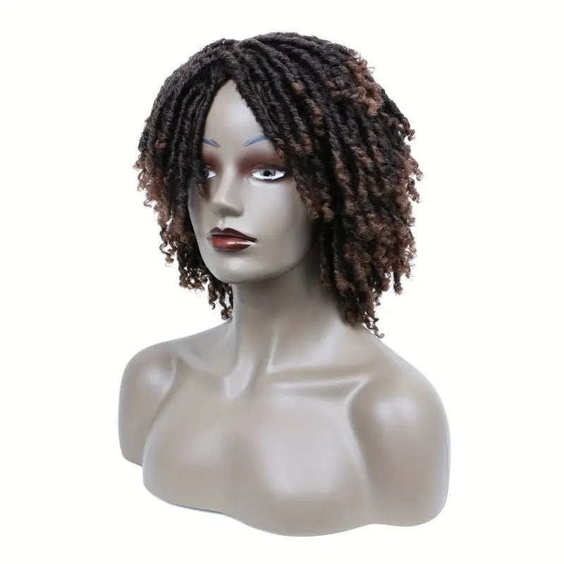 Short Hair Braided Non-toxic Wig African Curly Wig Synthetic Wig African Hair Braided Hook Braided Wig Dirty Braid Headgear