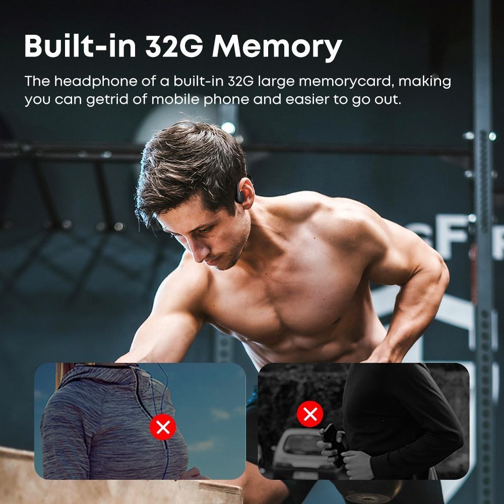 IPX8 Waterproof Headset Swimming Bluetooth Headphones With 32G TF Card Sports Wireless Earbuds Stereo Bone Conduction Earphone