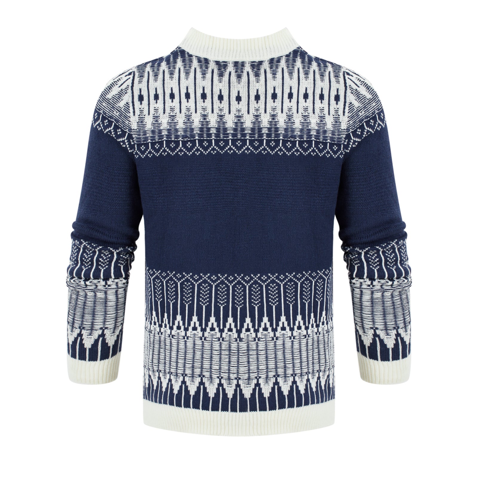 Men's Crewneck Pullover Sweater Unisex Fair Isle Long Sleeve Knitted Sweater