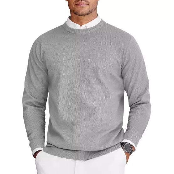 New Men's Round Neck Sweater Long Sleeve Knit