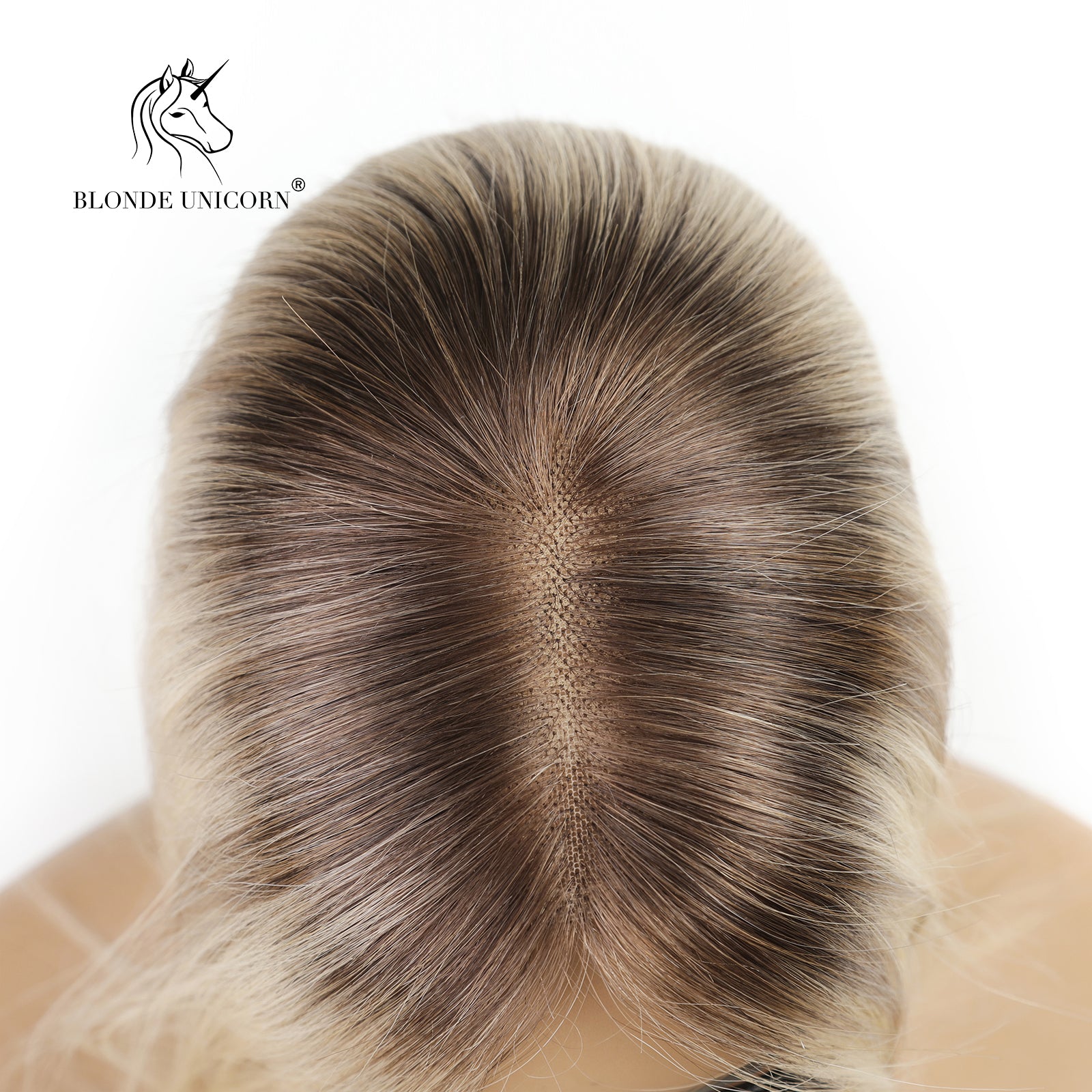 BlondeRooted Bleach Blonde Hand-Tied Real Human Hair Toppers For Women