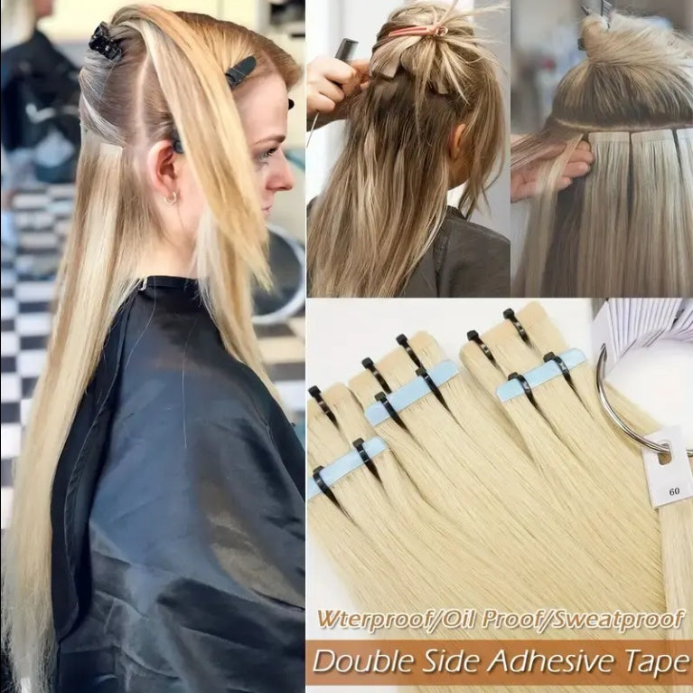 2  Hair Extension Tape Human Hair Virgin Remy Straight Tape Human Hair Extension 20 Pieces Of 50g Pack