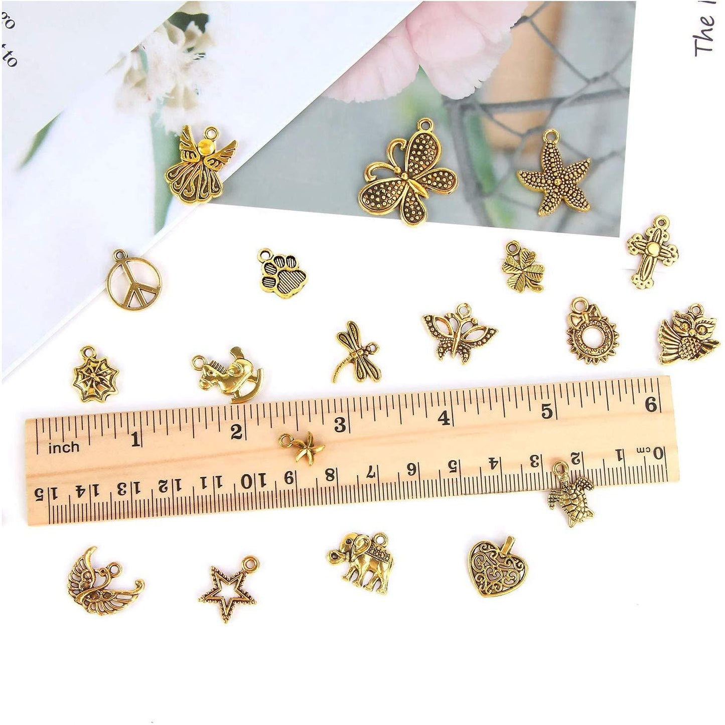 200Pcs Gold Charms Bulk Antique Gold Charms For Jewelry Making Charm Bracelet Necklace Earrings DIY Craft Making-Selling On Amazon Is Prohibited