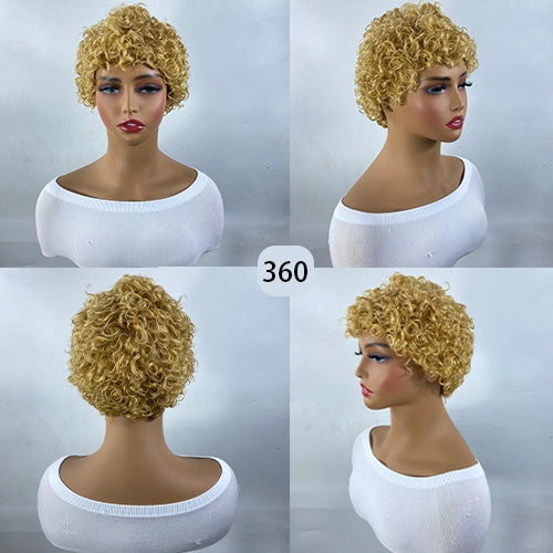 Curly Real Human Hair Wigs For Women, Curly Pixie Cut Wigs, Ultra-Short African Curls, Breathable Cap, Suitable For All Ethnicities.