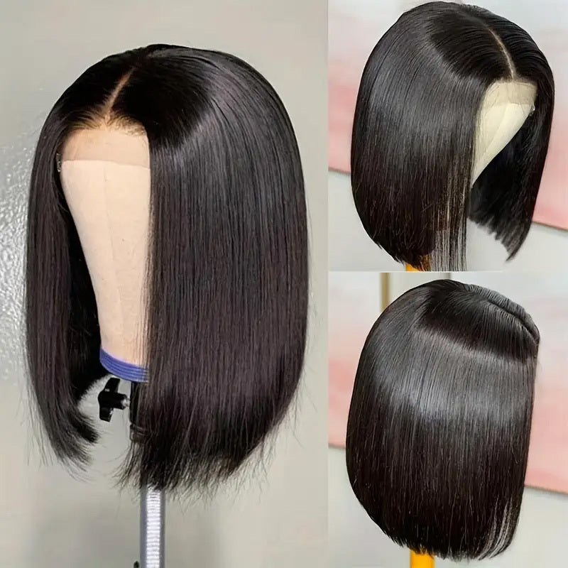 4x4 Lace Closed Non-toxic Wig, Synthetic Wig, Straight Wave Head, 10-inch Non-adhesive Lace Front Piece, Suitable For The Whole Scene.