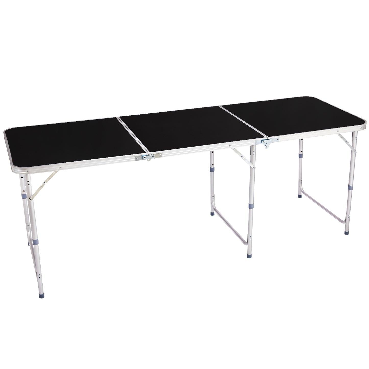 6ft Black Outdoor Folding Table Aluminum Alloy Rectangular 50kg Tri-fold Tabletop