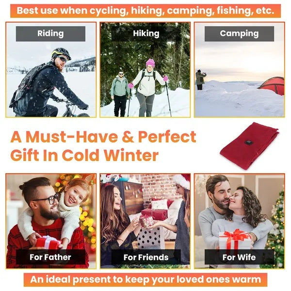 Electric Heated Winter Scarf USB Heating Neck Wrap Unisex Heated Neck Shawl Soft Warm Scarves With 3 Heating Modes For Outdoor Cycling Skiing Skating Winter Activities