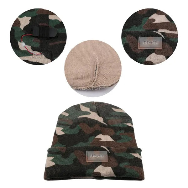 Unisex 5 LED Knitted Beanie Winter Warm Hat Camping Jogging Running Cap Headlamp