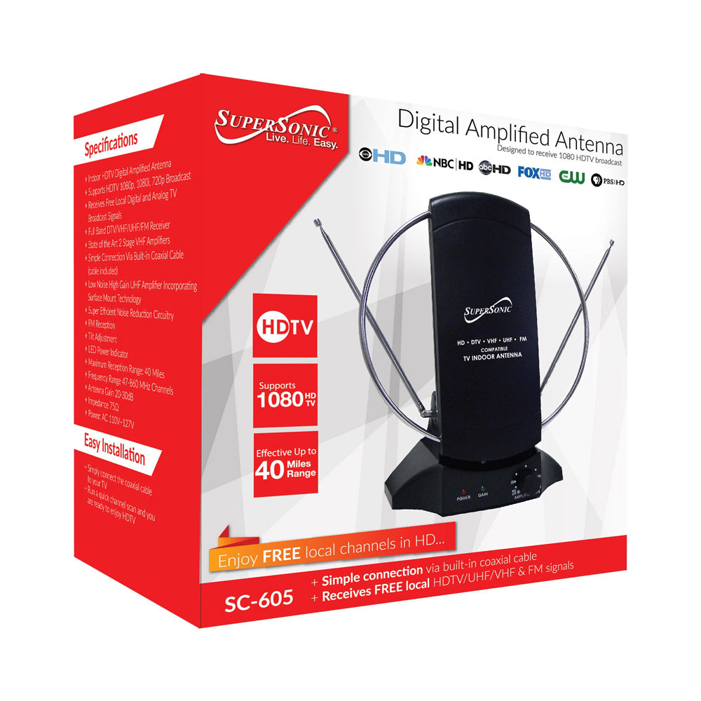 Supersonic HDTV Digital Amplified Indoor Antenna